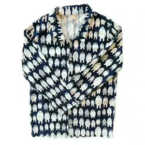 POTTERY BARN TEEN Flannel Pajama Button Shirt Abominably Awesome Yeti Size Large